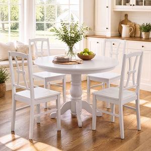 400 lbs Capacity Dining Chair Set of 4 with Cross Backrest and Rubber Wood Frame-White