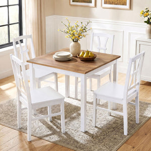 400 lbs Capacity Dining Chair Set of 4 with Cross Backrest and Rubber Wood Frame-White