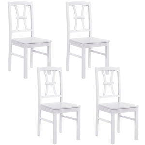 400 lbs Capacity Dining Chair Set of 4 with Cross Backrest and Rubber Wood Frame-White