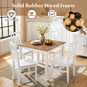 400 lbs Capacity Dining Chair Set of 4 with Cross Backrest and Rubber Wood Frame-White