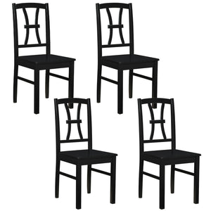 400 lbs Capacity Dining Chair Set of 4 with Cross Backrest and Rubber Wood Frame-Black