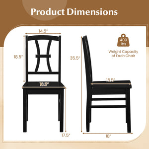 400 lbs Capacity Dining Chair Set of 4 with Cross Backrest and Rubber Wood Frame-Black