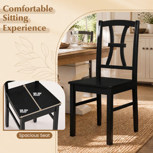 400 lbs Capacity Dining Chair Set of 4 with Cross Backrest and Rubber Wood Frame-Black