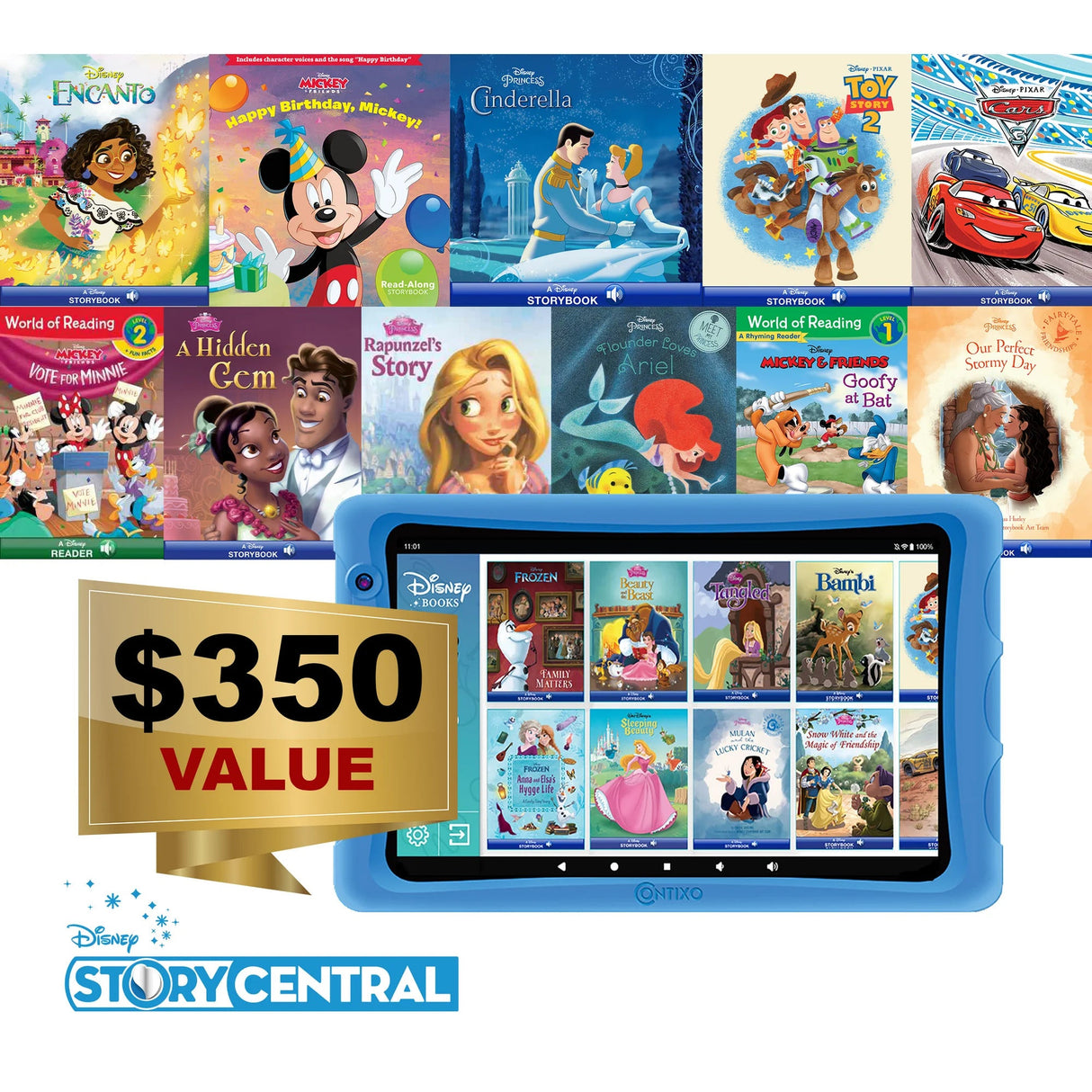 Contixo K80A - 8" Kids Tablet, 2025 Model, 80 FREE Disney eBooks, Educational Android Tablet for Ages 3-12, 32GB, Kid-Proof Case with Kickstand, Android 13 by Contixo