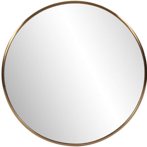 32" Antiqued Brushed Brass Round Wall Mirror