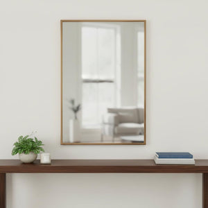 Antiqued Brushed Brass Rectangular Wall Mirror