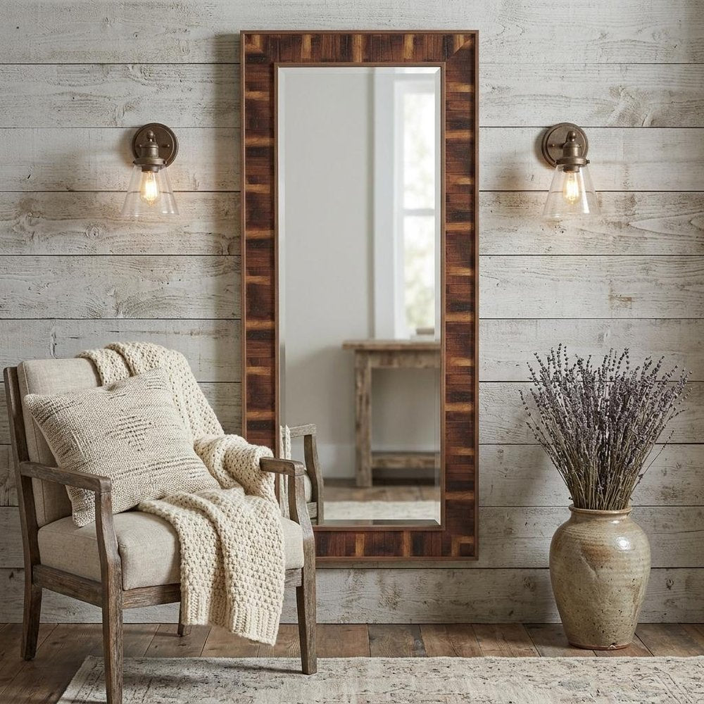 60" Brown Framed Full Length Hanging Mirror