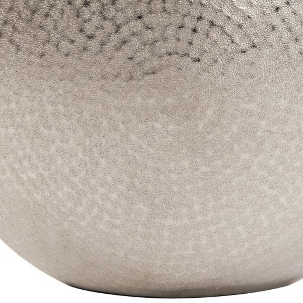 14" Silver Hammered Round Aluminum Table Vase
