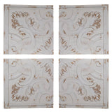 Set of Four White Wood Square Framed Art