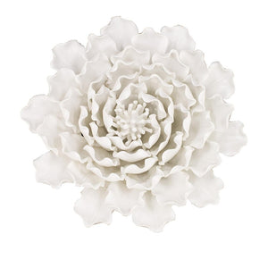 9" Off White Ceramic Flower Hanging Dimensional Sculpture