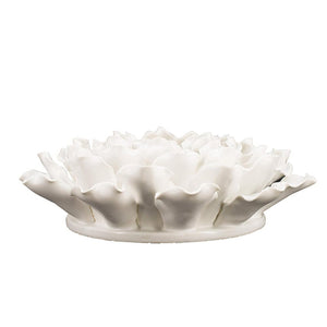 9" Off White Ceramic Flower Hanging Dimensional Sculpture