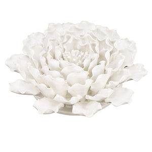 9" Off White Ceramic Flower Hanging Dimensional Sculpture