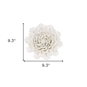 9" Off White Ceramic Flower Hanging Dimensional Sculpture