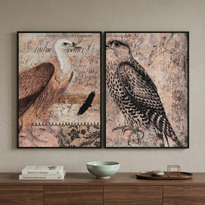 Set of Two Brown Wood Framed Art