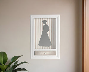19" X 12" White Glass And Wood Mother Framed Art