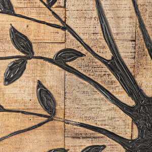 36" X 2" Brown Mango Wood Square Hanging Tapestry