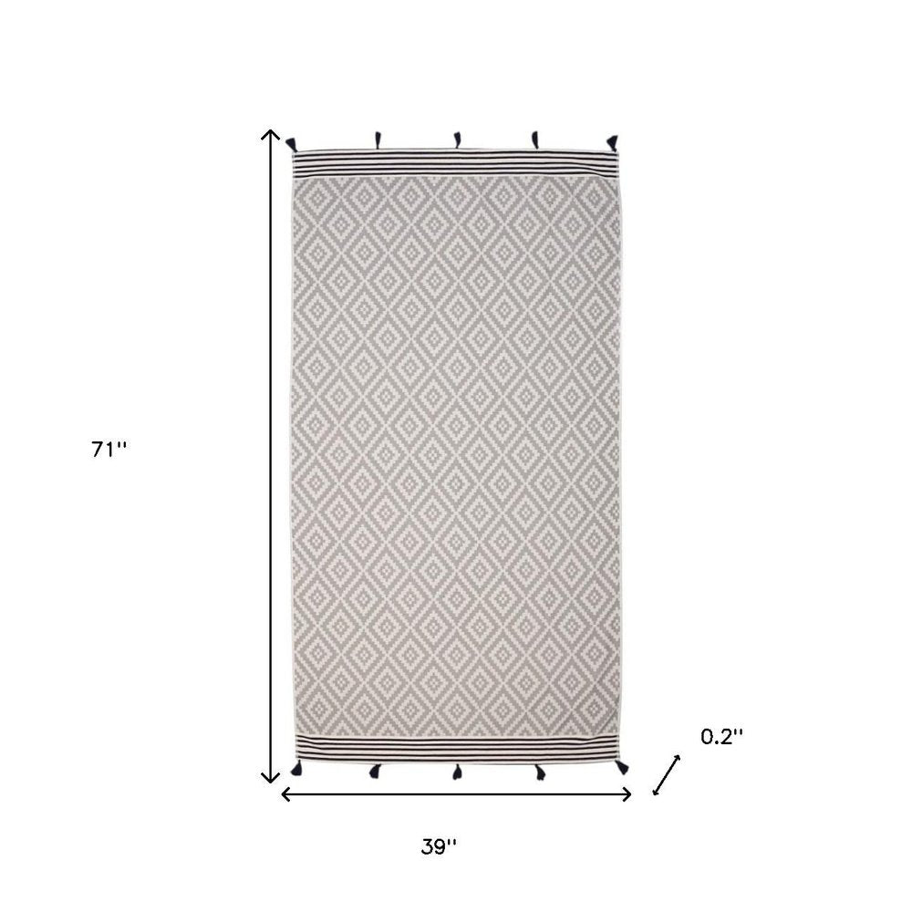 Gray Tribal Design Turkish Towel Beach Blanket