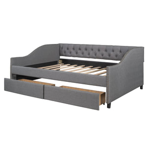 Upholstered Daybed With Two Drawers, Wood Slat Support by Couch.com