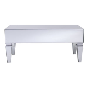 41" Silver Glass With Iron Mirrored Coffee Table