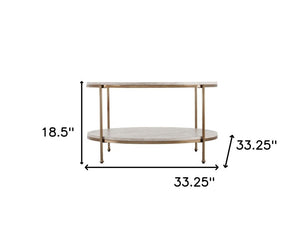 33" White Solid Manufactured Wood And Metal Square Coffee Table