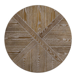 32" Brown Wood And Iron With Iron Round Distressed Coffee Table