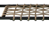 52" Black and White Metal and Faux Marble Boho Rope Oval Coffee Table