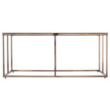 42" Clear and Champagne Glass and Metal Coffee Table
