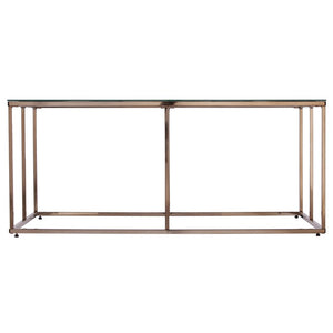 42" Clear and Champagne Glass and Metal Coffee Table