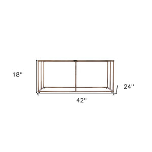 42" Clear and Champagne Glass and Metal Coffee Table