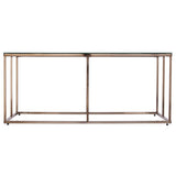 42" Clear and Champagne Glass and Metal Coffee Table