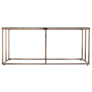 42" Clear and Champagne Glass and Metal Coffee Table