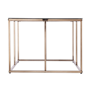 42" Clear and Champagne Glass and Metal Coffee Table