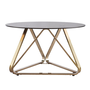 31" Smoky Black and Gold Glass and Metal Round Coffee Table