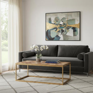 48" Natural And Natural Brown Solid Wood And Metal Rectangular Coffee Table