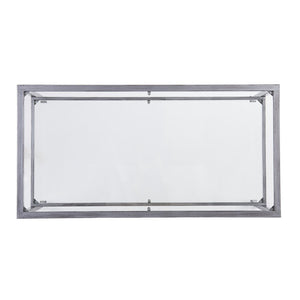 48" Silver Glass And Metal Rectangular Coffee Table