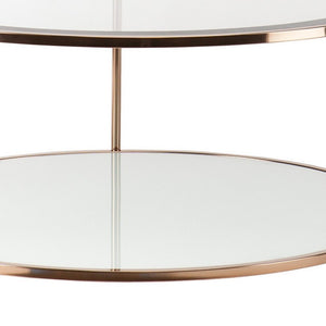 34" Clear and Gold Glass with Iron Round Coffee Table