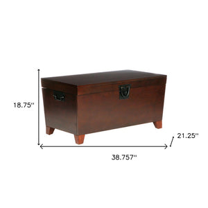 39" Brown Wood With Iron Trunk Coffee Table