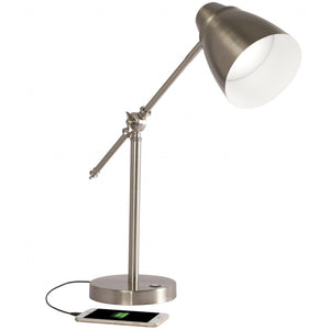 Brushed Silver LED Adjustable Desk Lamp