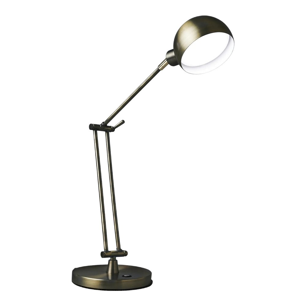 18" Antiqued Bronze Adjustable Swing Arm Desk Lamp USB With Antiqued Bronze Shade
