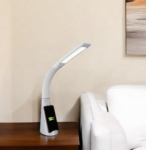 Contemporary White Sanitizing and Charging LED Desk Lamp