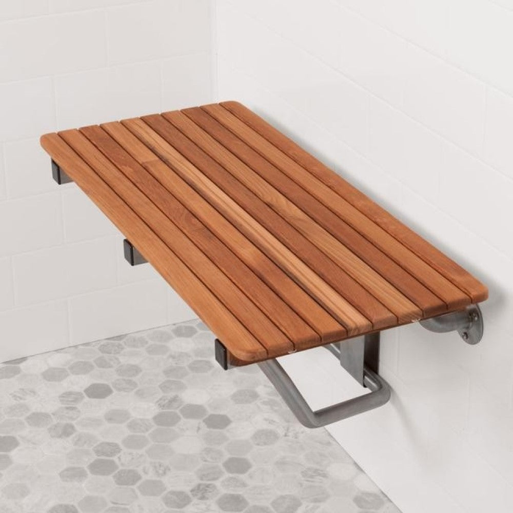 28" Brown Premium Wall Mount Teak Shower Bench