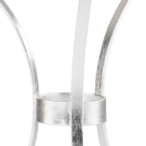 23" Silver And White Marble Curvy Leg Round End Table