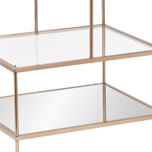 24" Gold And Clear Glass Tiered Rectangular End Table