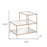 24" Gold And Clear Glass Tiered Rectangular End Table