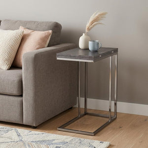 25" Silver And Gray Expandable Rectangular End Table