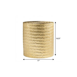 18" Gold Manufactured Wood And Solid Wood Round End Table