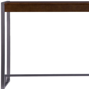 54" Dark Brown and Gunmetal Wood and Metal Sled Console Table