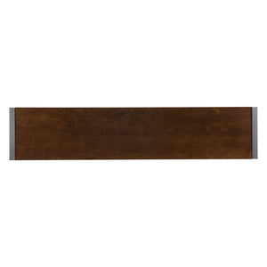 54" Dark Brown and Gunmetal Wood and Metal Sled Console Table