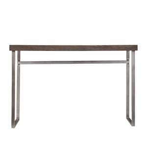 46" Gray Brown and Silver Distressed Sled Console Table
