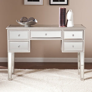 43" Silver Mirrored Glass Console Table And Drawers
